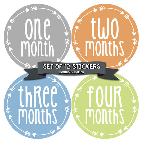 Monthly Baby Stickers Baby Boy Month 1-12 Milestone Sticker