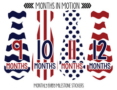 MONTHS IN MOTION Baby Monthly Tie Stickers Month Stickers Boy Necktie Photo Prop - Monthly Baby Sticker