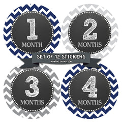 Baby Month Stickers | 12 Monthly Milestone Stickers for Baby Boy (1032) - Monthly Baby Sticker