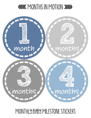 Baby Month Stickers | 12 Monthly Milestone Stickers for Baby Boy - Monthly Baby Sticker