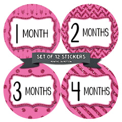 Months in Motion 802 Monthly Baby Stickers Baby Girl Months 1-12 Glitter - Monthly Baby Sticker