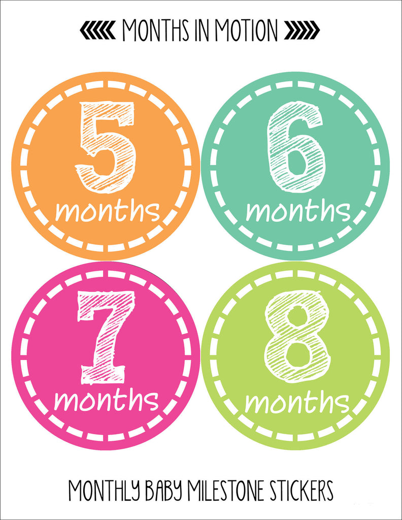 Printable Milestone Month Stickers, Monthly Baby Stickers, Baby