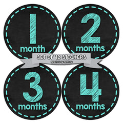 Months in Motion 431 Monthly Baby Stickers Baby Boy Chalkboard Milestone Age - Monthly Baby Sticker