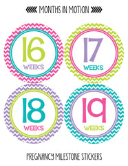 MONTHS IN MOTION Pregnancy Week By Week Belly Photo Stickers | Set of 36