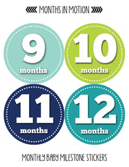 Months in Motion 060 Monthly Baby Stickers Baby Boy Month 1-12 Milestone Photo - Monthly Baby Sticker