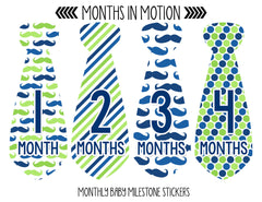 MONTHS IN MOTION Baby Monthly Tie Stickers Month Stickers Boy Necktie Photo Prop - Monthly Baby Sticker