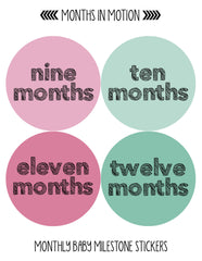 Months In Motion - Baby Month Stickers - Monthly Baby Sticker for Girls (815) - Monthly Baby Sticker