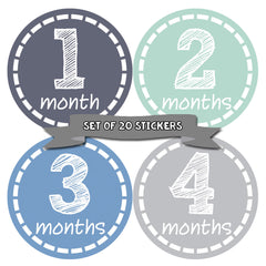 MONTHS IN MOTION Monthly Newborn Baby BOY Milestone Stickers DELUXE SET