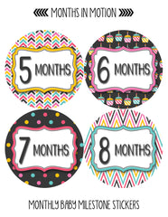 Months in Motion 806 Monthly Baby Stickers Baby Girl Months 1-12 Cupcake - Monthly Baby Sticker