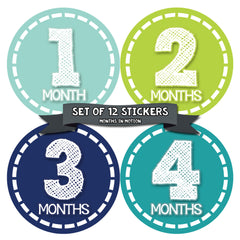 Months in Motion 367 Monthly Baby Stickers Baby Boy Months 1-12 Milestone Photo - Monthly Baby Sticker