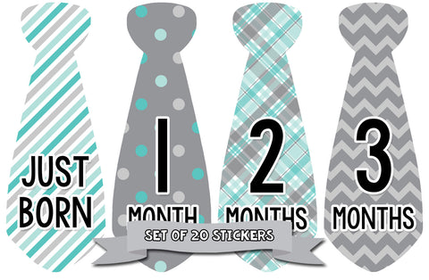Baby Monthly Tie Stickers | Month Stickers for Baby Boy | Necktie