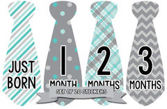 Baby Monthly Tie Stickers | Month Stickers for Baby Boy | Necktie - Monthly Baby Sticker