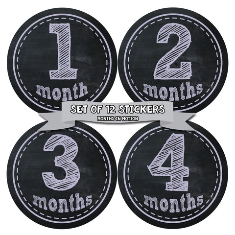 Months in Motion 109 Monthly Baby Stickers Baby Girl Purple Chalkboard Design