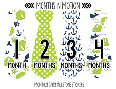 MONTHS IN MOTION Baby Monthly Tie Stickers Month Stickers Boy Necktie Photo Prop - Monthly Baby Sticker