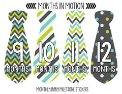 Months in Motion 708 Monthly Baby Stickers Necktie Tie Baby Boy Months 1-12 - Monthly Baby Sticker