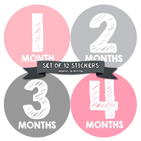 Months in Motion 106 Monthly Baby Stickers Baby Girl Milestone Photo Prop