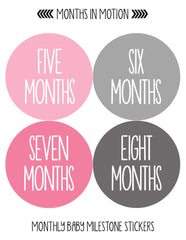 MONTHS IN MOTION Monthly Baby Stickers Newborn Infant GIRL Milestone Photo Prop