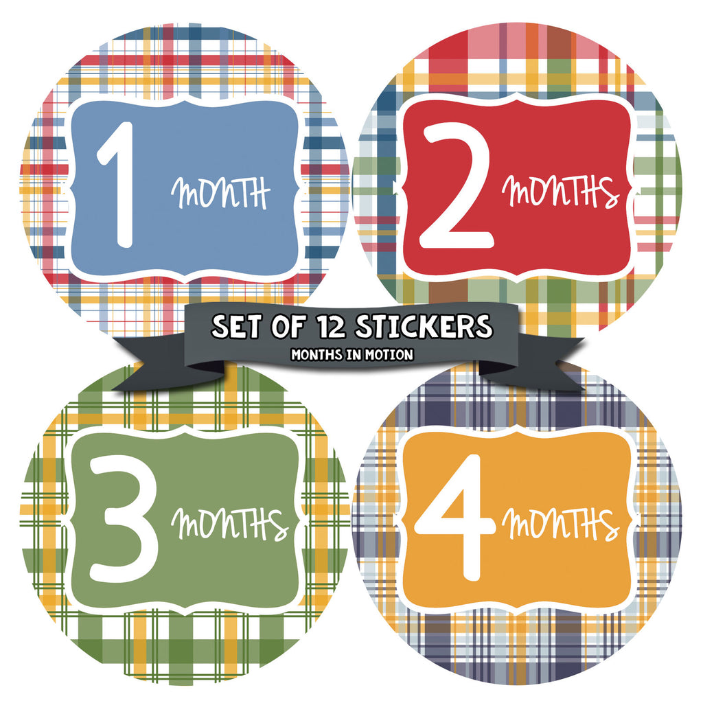 Months in Motion 156 Monthly Baby Stickers Milestone Age Sticker Photo Prop - Monthly Baby Sticker