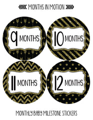 Months in Motion 801 Monthly Baby Stickers Baby Girl Months 1-12 Glitter - Monthly Baby Sticker
